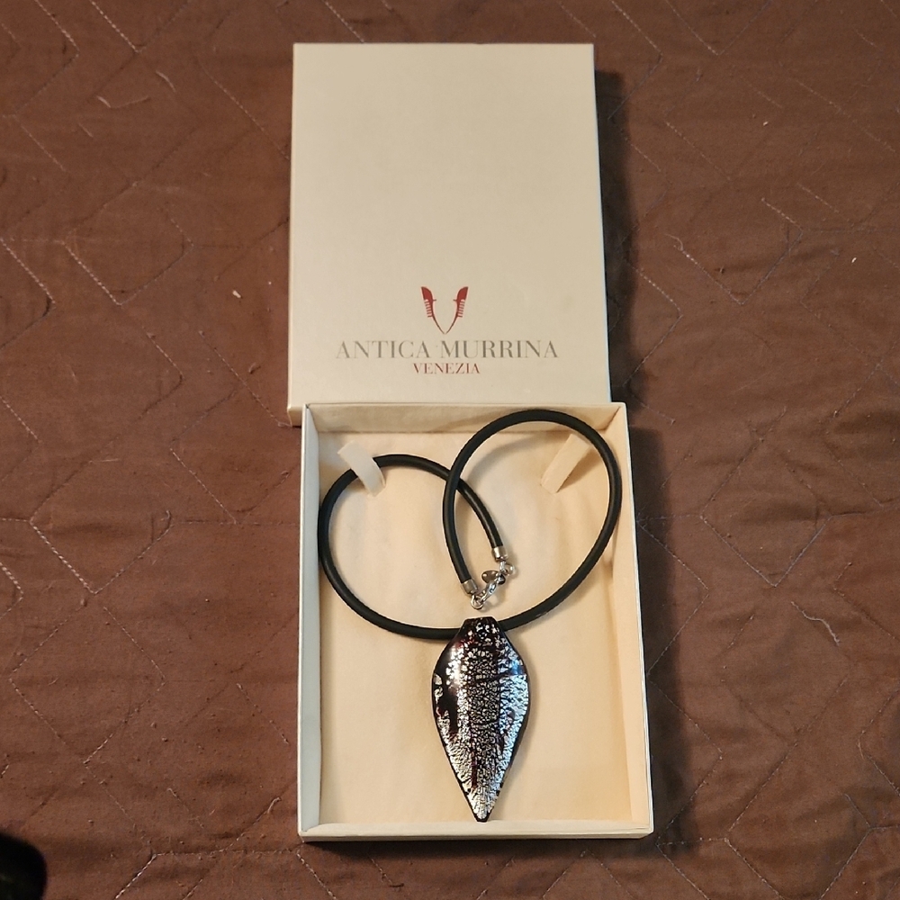 Black and Silver Leaf Necklace